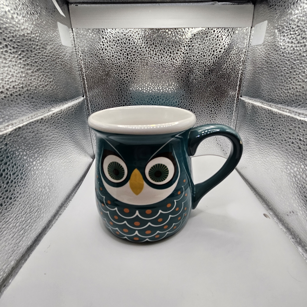 Owl Design Teal Mug By Katie Brown